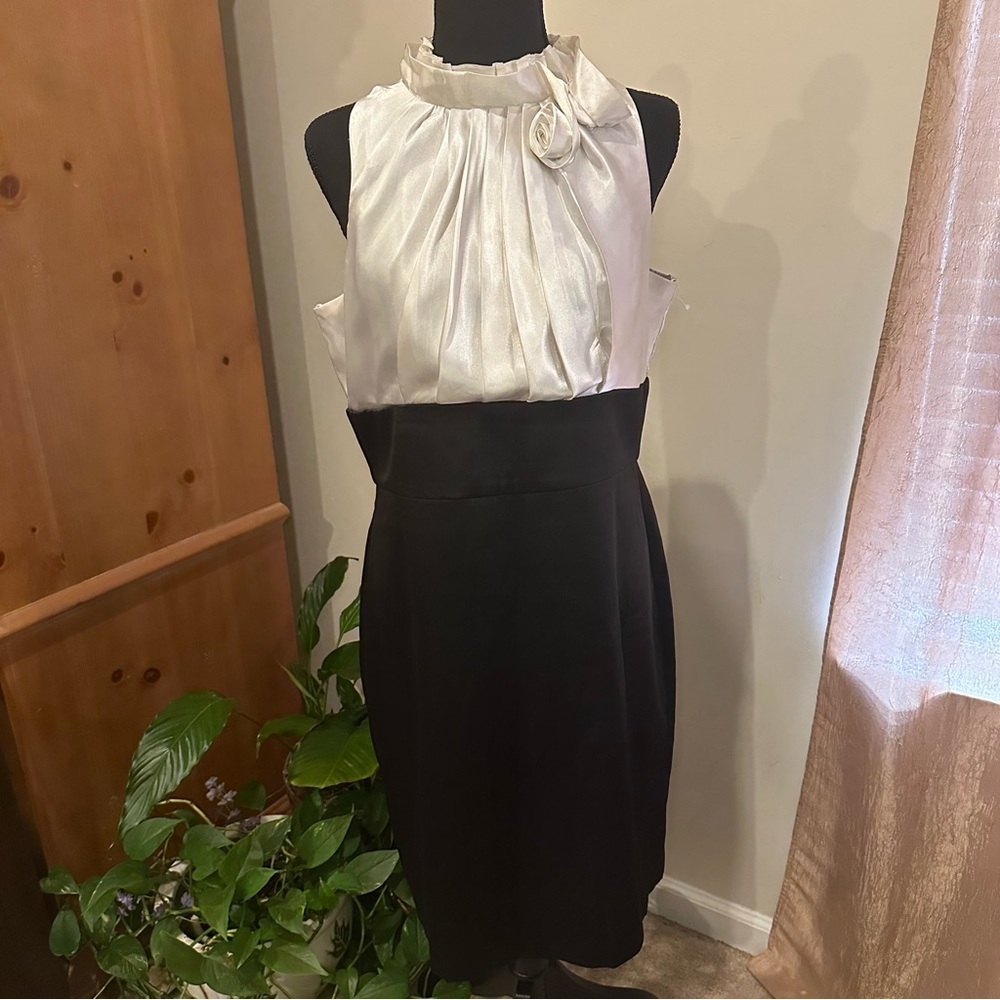 🌹VINTAGE NW COLLECTION • Gorgeous Black and White Sleeveless Satin Mini Dress